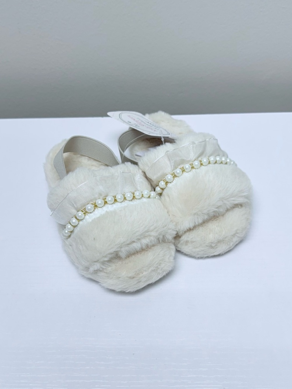 Kids Faux Fur Slippers with Pearl Trim - Off White, Target Bullseye Playground